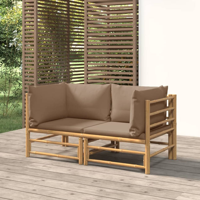 Divani Angolari da Giardino con Cuscini Tortora 2pz BambÃƒÂ¹