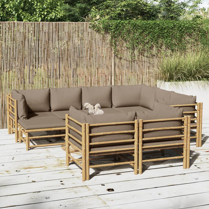 Set Salotto da Giardino 10pz con Cuscini Tortora BambÃƒÆ’Ã‚Â¹