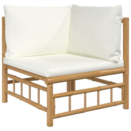 Set Salotto da Giardino 6pz con Cuscini Bianco Crema in BambÃƒÂ¹
