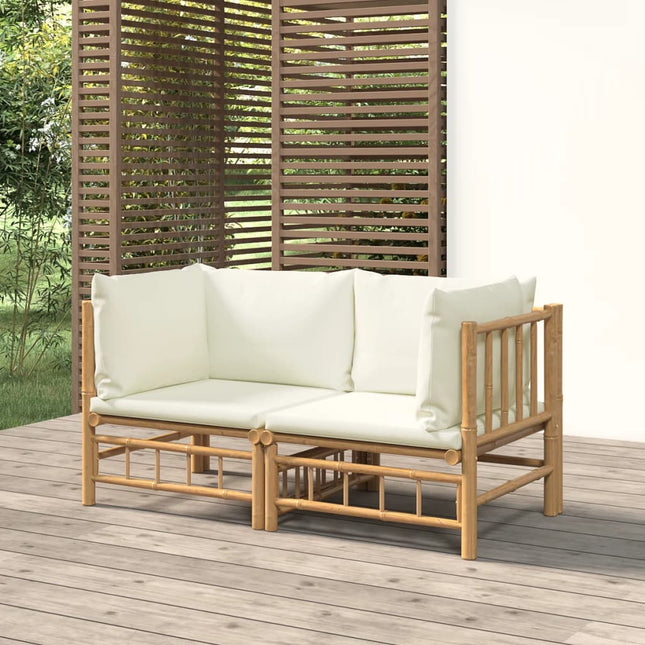 Divani Angolari da Giardino con Cuscini Bianco Crema 2pz BambÃƒÂ¹