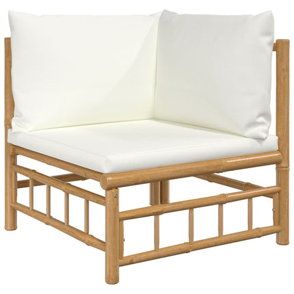 Set Salotto da Giardino 6pz con Cuscini Bianco Crema in BambÃƒÂ¹