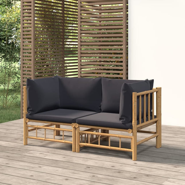 Divani Angolari da Giardino con Cuscini Grigio Scuro 2pz BambÃƒÂ¹