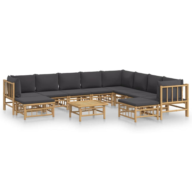 Set Salotto da Giardino 11pz con Cuscini Grigio Scuro BambÃƒÆ’Ã‚Â¹