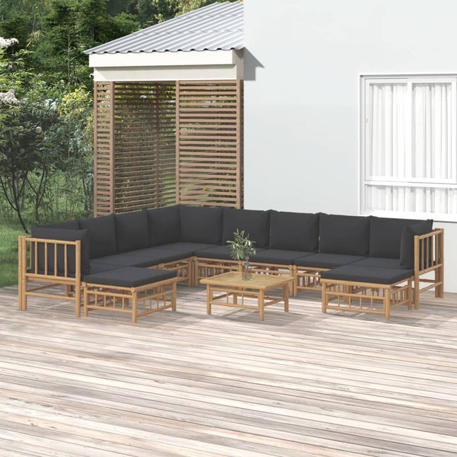 Set Salotto da Giardino 11pz con Cuscini Grigio Scuro BambÃƒÆ’Ã‚Â¹