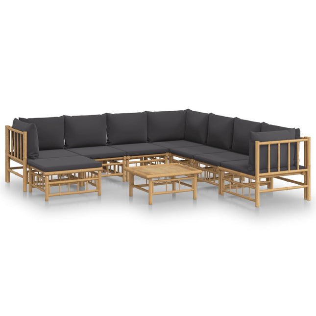 Set Salotto da Giardino 9pz con Cuscini Grigio Scuro BambÃƒÂ¹