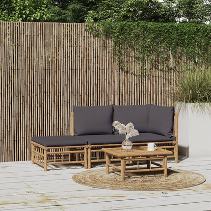Set Salotto da Giardino 3pz con Cuscini Grigio Scuro BambÃƒÂ¹