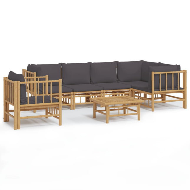 Set Salotto da Giardino 7pz con Cuscini Grigio Scuro BambÃƒÆ’Ã‚Â¹