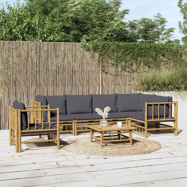 Set Salotto da Giardino 7pz con Cuscini Grigio Scuro BambÃƒÆ’Ã‚Â¹