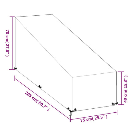 Coperture Sdraio 2pz 12 Occhielli 205x75x40/70 cm Polietilene