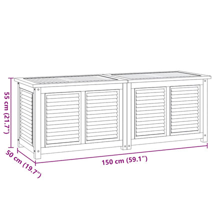 Contenitore Giardino con Borsa 150x50x55 cm Legno Massello Teak