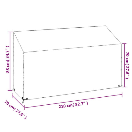 Copri Panca da Giardino 12 Occhielli 210x70x70/88cm Polietilene