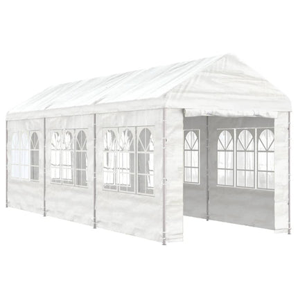 Gazebo con Tetto Bianco 6,69x2,28x2,69 m in Polietilene
