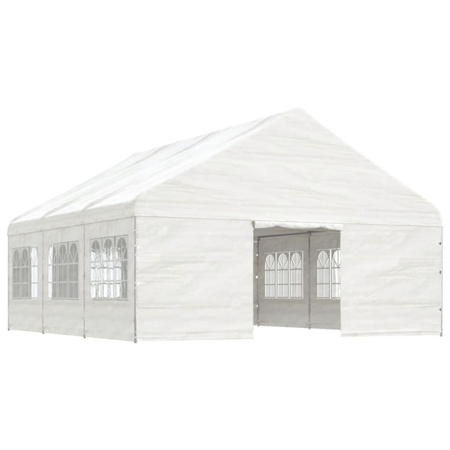 Gazebo con Tetto Bianco 6,69x5,88x3,75 m in Polietilene