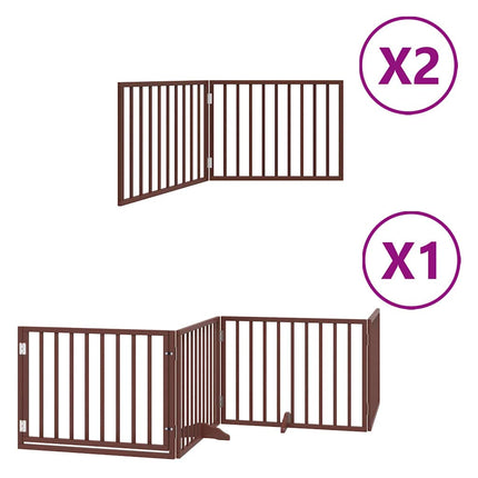 Cancello Cani Porta Pieghevole Marrone 8 Pannelli 640cm Pioppo