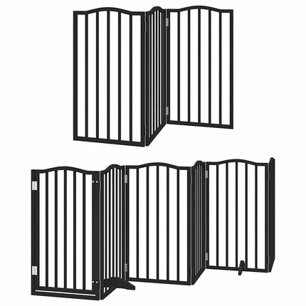 Cancello per Cani Porta Pieghevole Nero 9 Pannelli 450cm Pioppo