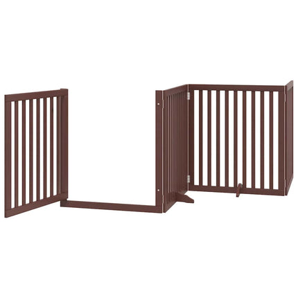 Cancello Cani Porta Pieghevole Marrone 6 Pannelli 480cm Pioppo