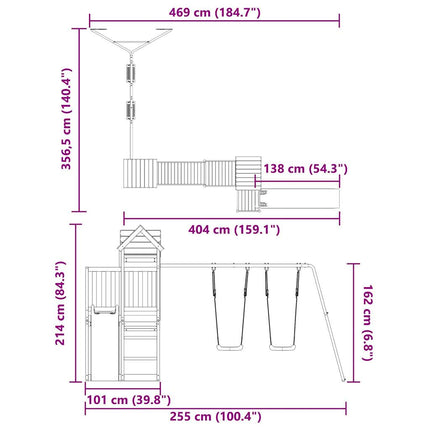 Set da Gioco da Esterno in Legno Massello di Douglas