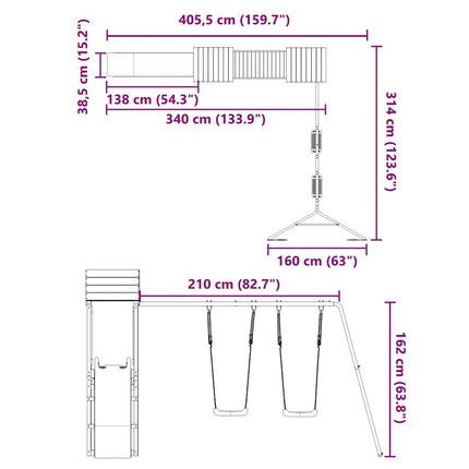 Set da Gioco da Esterno in Legno di Pino Impregnato