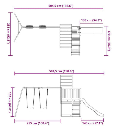 Set da Gioco da Esterno in Legno Massello di Pino