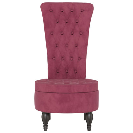 Sedia Schienale Alto Design Bottoni Velluto Rosso Vino Chiaro