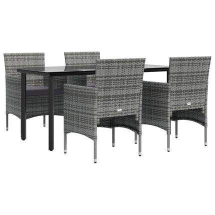 Set da Pranzo da Giardino 5 pz con Cuscini Grigio e Nero