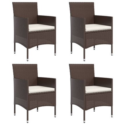 Set da Pranzo da Giardino 5 pz con Cuscini Marrone e Nero