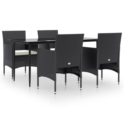 Set da Pranzo da Giardino 5 pz con Cuscini Nero