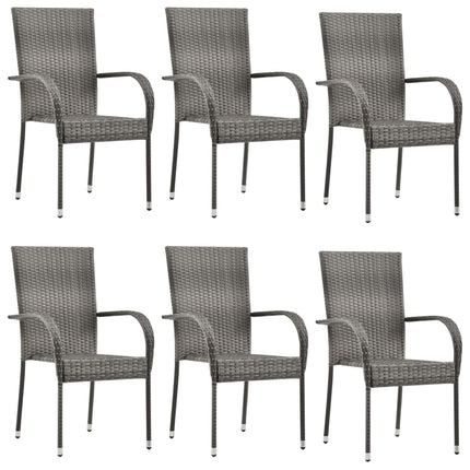 Set da Pranzo da Giardino 7 pz Grigio in Polyrattan