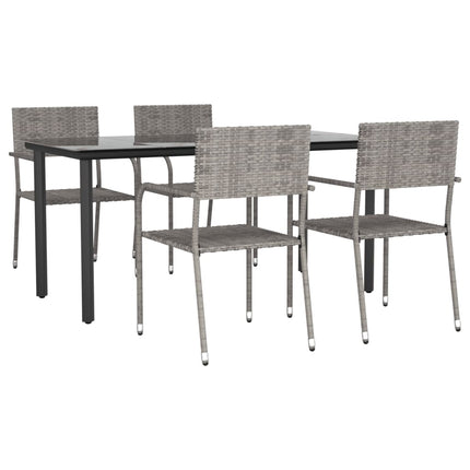 Set da Pranzo da Giardino 5 pz Grigio in Polyrattan