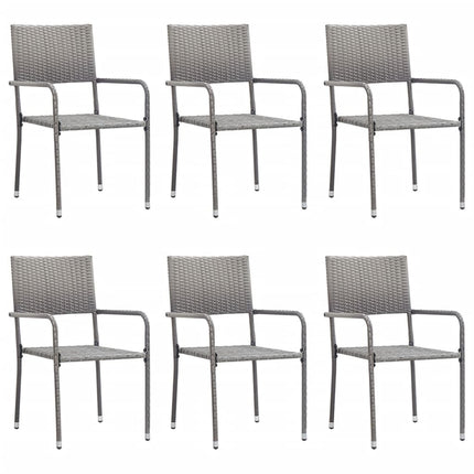 Set da Pranzo da Giardino 7 pz Grigio in Polyrattan