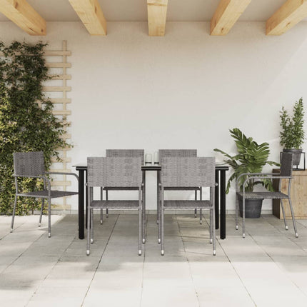Set da Pranzo da Giardino 7 pz Grigio in Polyrattan