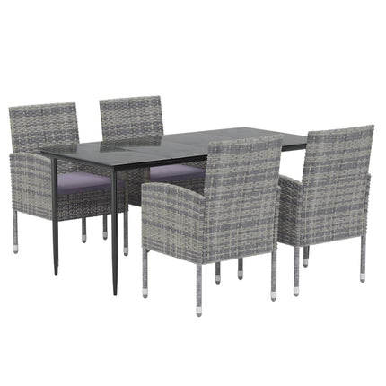 Set da Pranzo da Giardino 5 pz Antracite con Cuscini Polyrattan