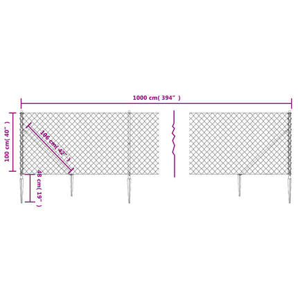 Recinzione a Rete con Picchetti Ancoraggio Verde 1x10 m