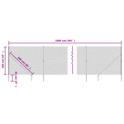 Recinzione a Rete con Picchetti Ancoraggio Verde 1,6x10 m