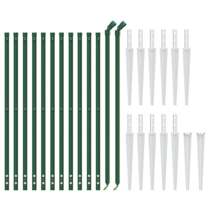 Recinzione a Rete con Picchetti Ancoraggio Verde 1,1x25 m