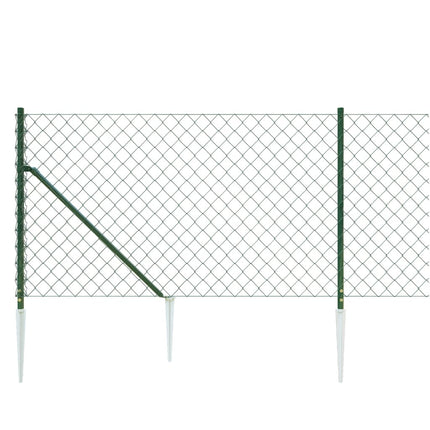 Recinzione a Rete con Picchetti Ancoraggio Verde 1,1x25 m