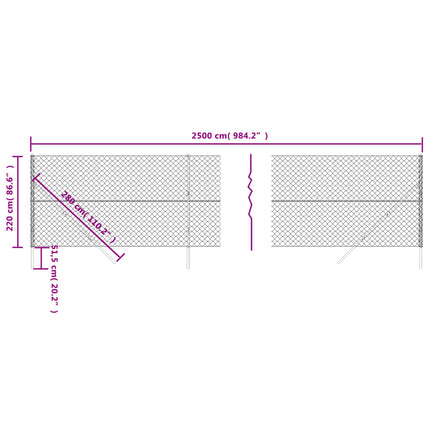 Recinzione a Rete Antracite 2,2x25 m