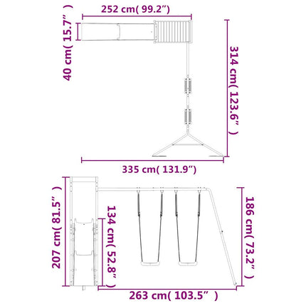 Set da Gioco da Esterno in Legno di Pino Impregnato