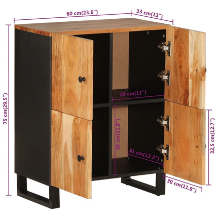 Credenza con 4 Ante 60x33x75 cm in Legno Massello di Acacia