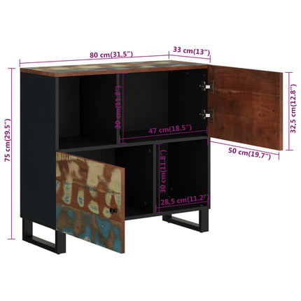 Credenza con 2 Ante 80x33x75 cm in Legno Massello di Recupero