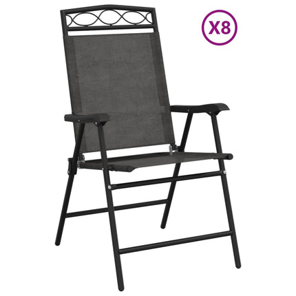Sedie Giardino Pieghevoli 8 pz Acciaio Grigio MÃ©lange Textilene