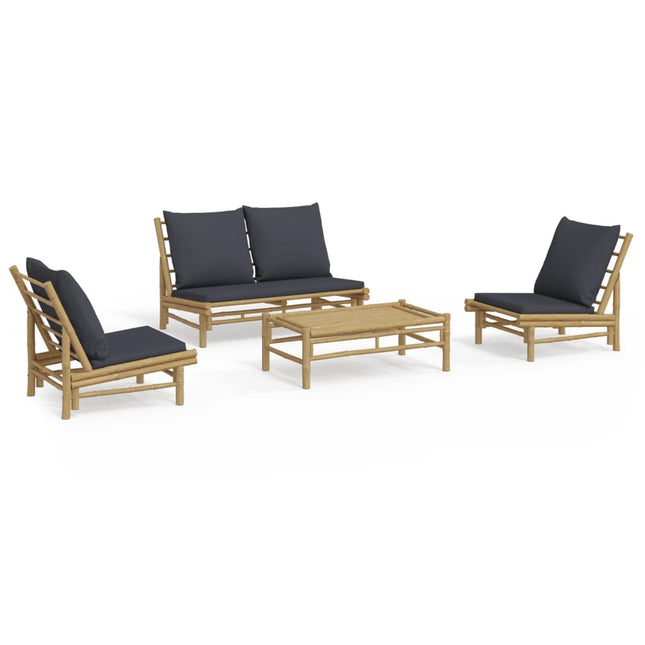 Set Salotto da Giardino 4pz con Cuscini Grigio Scuro BambÃƒÂ¹