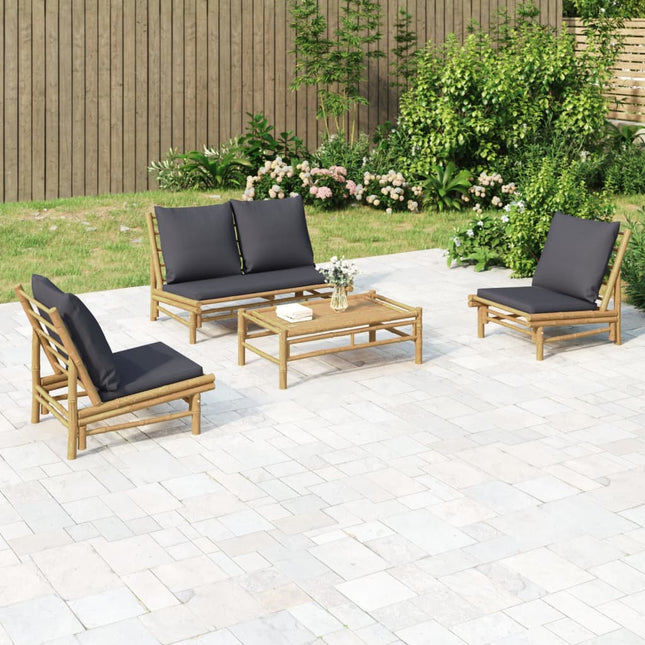 Set Salotto da Giardino 4pz con Cuscini Grigio Scuro BambÃƒÂ¹