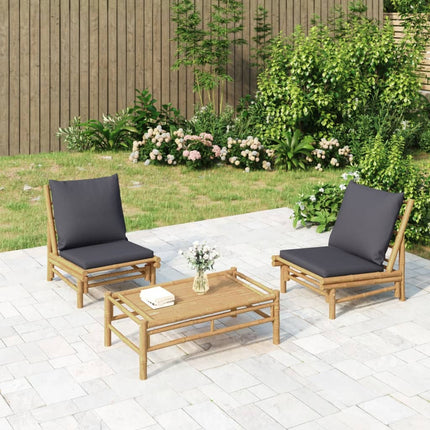 Set Salotto da Giardino 3pz con Cuscini Grigio Scuro BambÃƒÂ¹