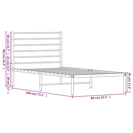 Giroletto senza Materaso con Testiera Metallo Bianco 75x190 cm