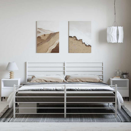 Giroletto con Testiera e Pediera Metallo Bianco 183x213 cm