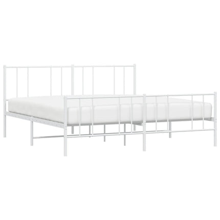 Giroletto con Testiera e Pediera Metallo Bianco 180x200 cm