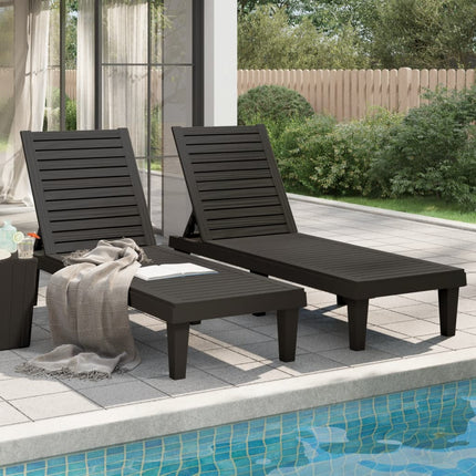 Lettini Prendisole 2pz Neri 155x58x83 cm in Polipropilene
