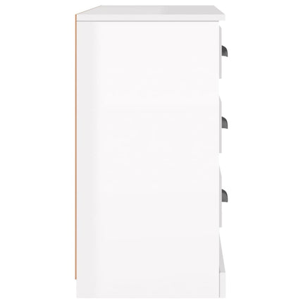 Credenza Bianco Lucido 104,5x35,5x67,5 cm in Legno Multistrato