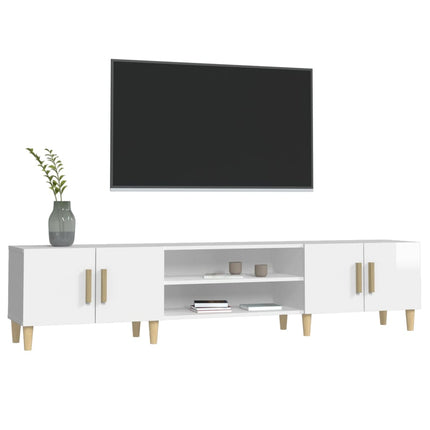 Mobile Porta TV Bianco Lucido 180x31,5x40 cm Legno Multistrato